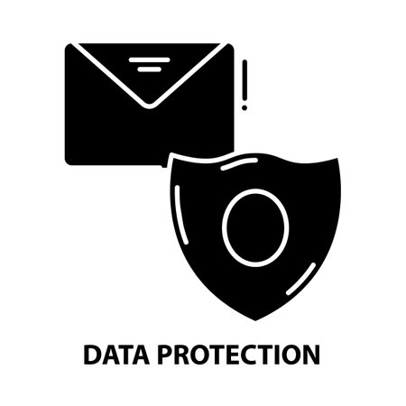 data protection sign icon, black vector sign with editable strokes, concept illustrationのイラスト素材
