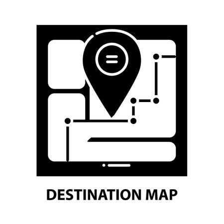 destination map icon, black vector sign with editable strokes, concept illustrationのイラスト素材