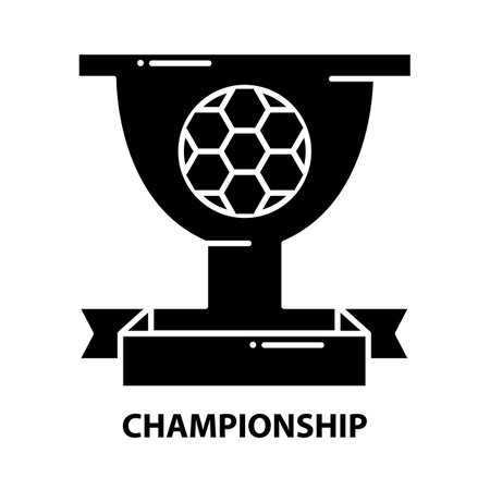championship icon, black vector sign with editable strokes, concept illustrationのイラスト素材