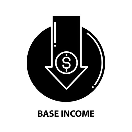 base income icon, black vector sign with editable strokes, concept illustrationのイラスト素材