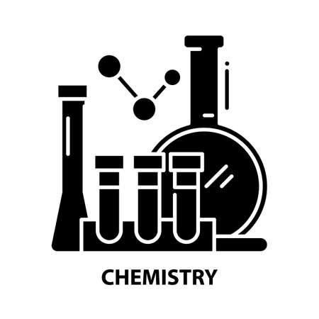 chemistry icon, black vector sign with editable strokes, concept illustrationのイラスト素材