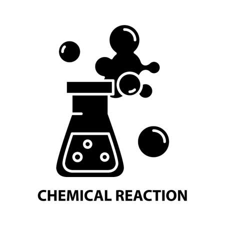 chemical reaction icon, black vector sign with editable strokes, concept illustrationのイラスト素材