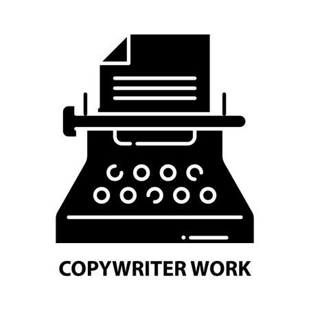 copywriter work icon, black vector sign with editable strokes, concept illustrationのイラスト素材