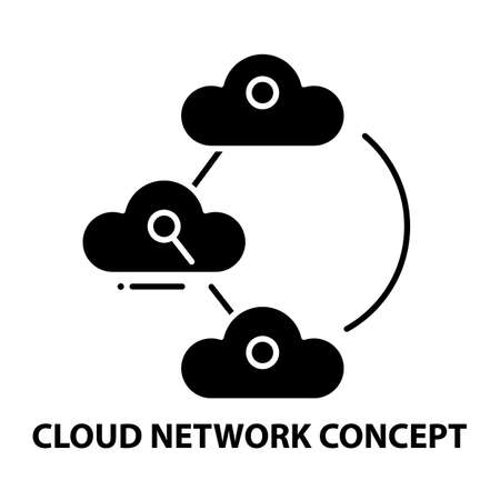 cloud network concept icon, black vector sign with editable strokes, concept illustrationのイラスト素材