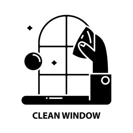 clean window icon, black vector sign with editable strokes, concept illustrationのイラスト素材