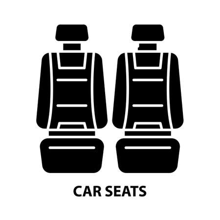 car seats icon, black vector sign with editable strokes, concept illustrationのイラスト素材