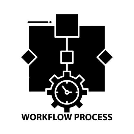 workflow process symbol icon, black vector sign with editable strokes, concept illustrationのイラスト素材