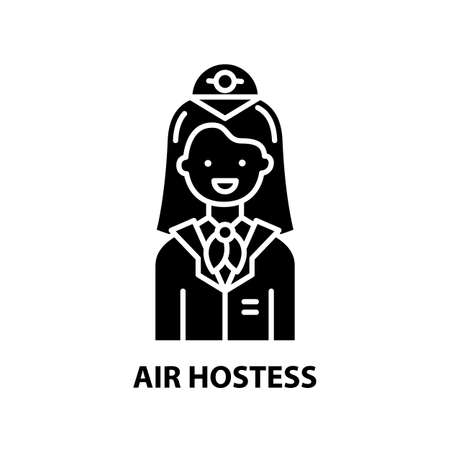 air hostess symbol icon, black vector sign with editable strokes, concept illustrationのイラスト素材