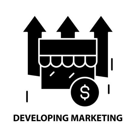 developing marketing icon, black vector sign with editable strokes, concept illustrationのイラスト素材