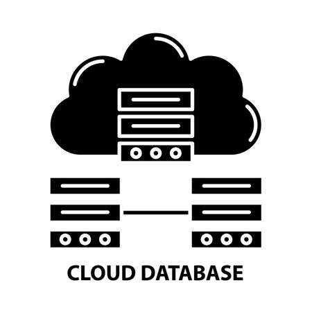 cloud database icon, black vector sign with editable strokes, concept illustrationのイラスト素材