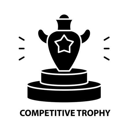 competitive trophy icon, black vector sign with editable strokes, concept illustrationのイラスト素材