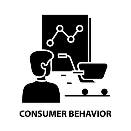 consumer behavior analytics icon, black vector sign with editable strokes, concept illustrationのイラスト素材