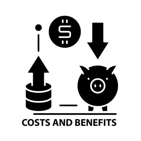 costs and benefits icon, black vector sign with editable strokes, concept illustrationのイラスト素材