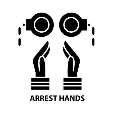 arrest hands icon, black vector sign with editable strokes, concept illustrationのイラスト素材