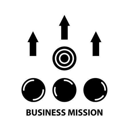 business mission icon, black vector sign with editable strokes, concept illustrationのイラスト素材