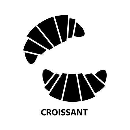 croissant icon, black vector sign with editable strokes, concept illustrationのイラスト素材