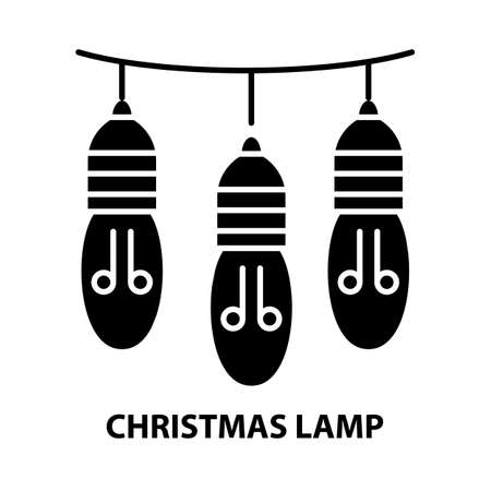 christmas lamp icon, black vector sign with editable strokes, concept illustrationのイラスト素材