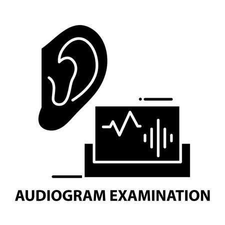 audiogram examination icon, black vector sign with editable strokes, concept illustrationのイラスト素材