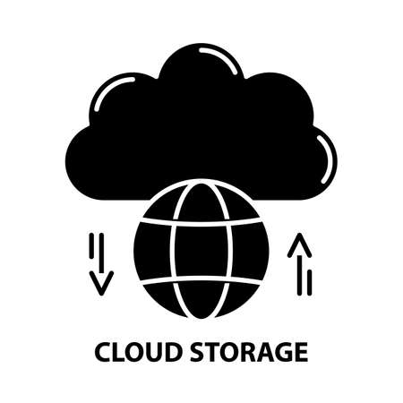 cloud storage icon, black vector sign with editable strokes, concept illustrationのイラスト素材