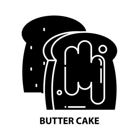 butter cake icon, black vector sign with editable strokes, concept illustrationのイラスト素材