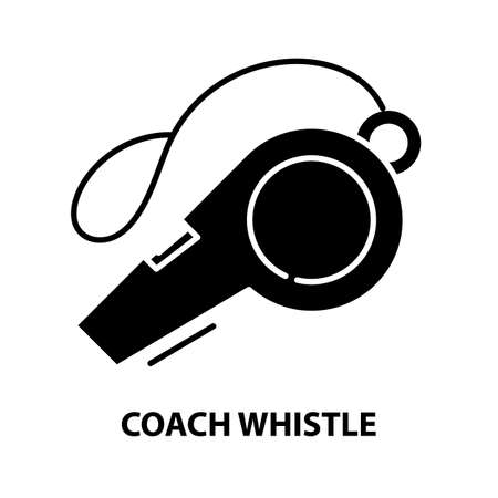 coach whistle icon, black vector sign with editable strokes, concept illustrationのイラスト素材
