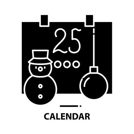 calendar icon, black vector sign with editable strokes, concept illustrationのイラスト素材