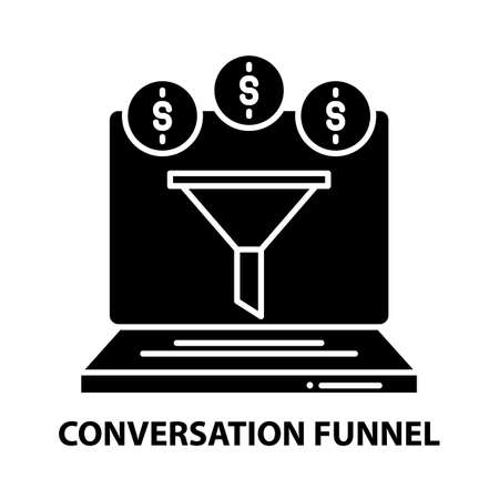 conversation funnel icon, black vector sign with editable strokes, concept illustrationのイラスト素材