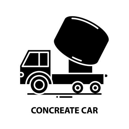 concreate car icon, black vector sign with editable strokes, concept illustrationのイラスト素材
