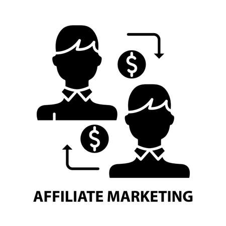 affiliate marketing symbol icon, black vector sign with editable strokes, concept illustrationのイラスト素材