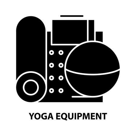 yoga equipment icon, black vector sign with editable strokes, concept illustrationのイラスト素材