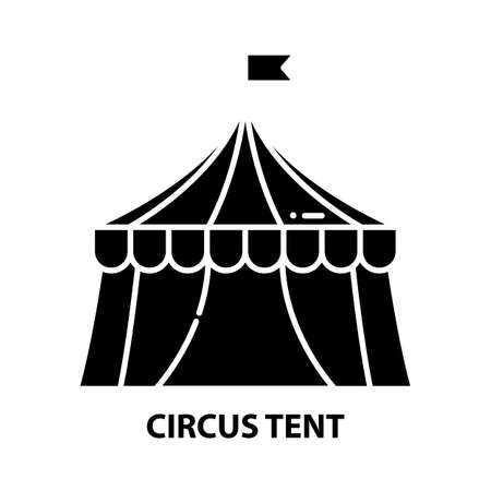circus tent icon, black vector sign with editable strokes, concept illustrationのイラスト素材