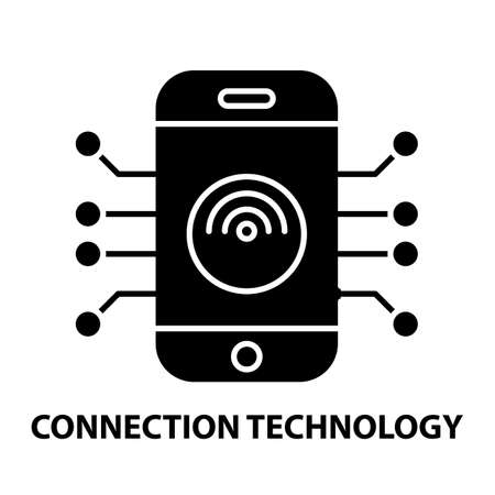 connection technology icon, black vector sign with editable strokes, concept illustrationのイラスト素材