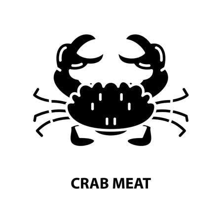 crab meat icon, black vector sign with editable strokes, concept illustrationのイラスト素材