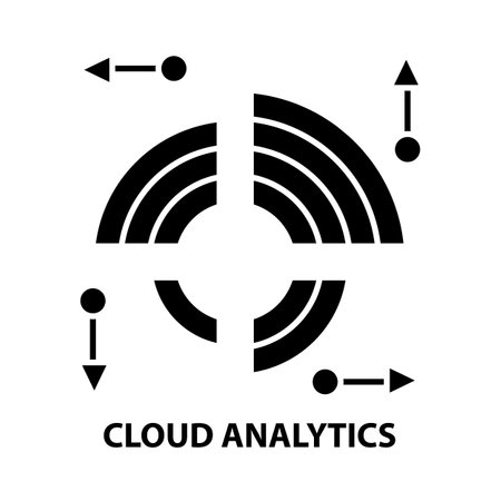 cloud analytics icon, black vector sign with editable strokes, concept illustrationのイラスト素材