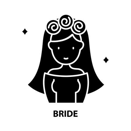 bride symbol icon, black vector sign with editable strokes, concept illustrationのイラスト素材