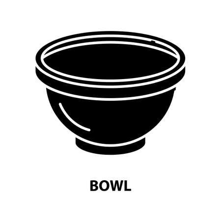 bowl icon, black vector sign with editable strokes, concept illustrationのイラスト素材