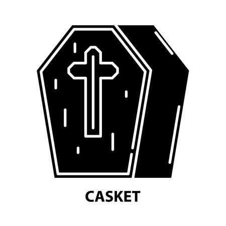 casket icon, black vector sign with editable strokes, concept illustrationのイラスト素材