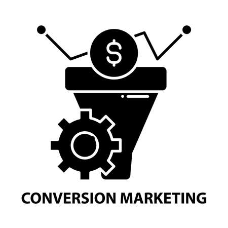 conversion marketing icon, black vector sign with editable strokes, concept illustrationのイラスト素材