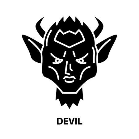 devil symbol icon, black vector sign with editable strokes, concept illustrationのイラスト素材