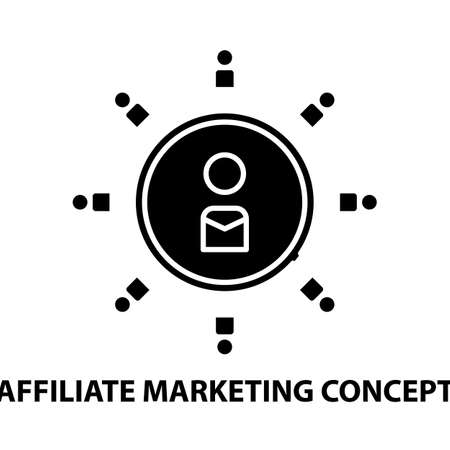 affiliate marketing concept icon, black vector sign with editable strokes, concept illustrationのイラスト素材