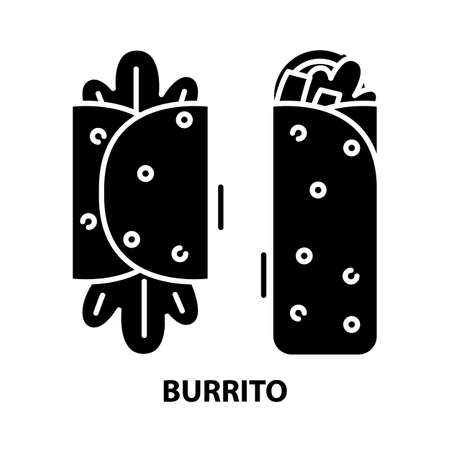 burrito icon, black vector sign with editable strokes, concept illustrationのイラスト素材
