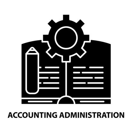 accounting administration icon, black vector sign with editable strokes, concept illustrationのイラスト素材