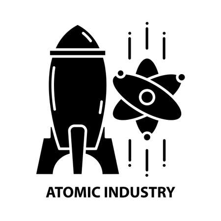 atomic industry icon, black vector sign with editable strokes, concept illustrationのイラスト素材