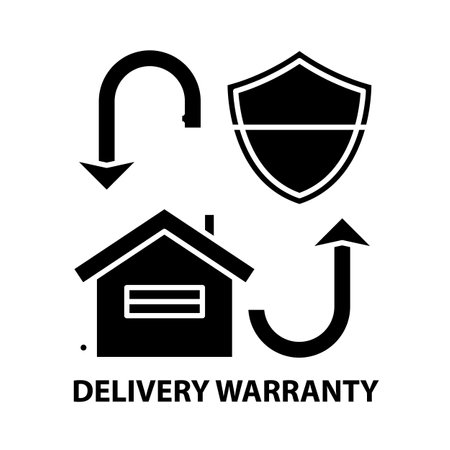 delivery warranty icon, black vector sign with editable strokes, concept illustrationのイラスト素材
