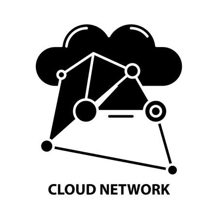 cloud network sign icon, black vector sign with editable strokes, concept illustrationのイラスト素材