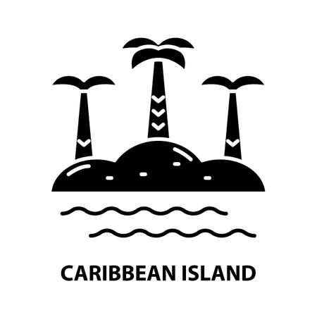 caribbean island icon, black vector sign with editable strokes, concept illustrationのイラスト素材