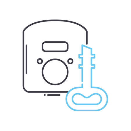 alarm installation line icon, outline symbol, vector illustration, concept signのイラスト素材