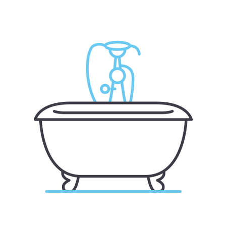 bath tub line icon, outline symbol, vector illustration, concept signのイラスト素材