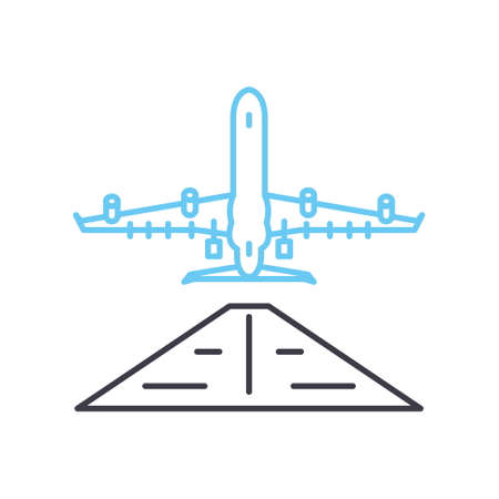 air plane flight line icon, outline symbol, vector illustration, concept signのイラスト素材