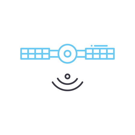 communication satelite line icon, outline symbol, vector illustration, concept signのイラスト素材